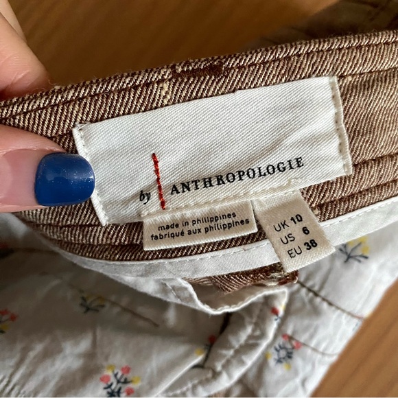 Anthropologie Linen Low Rise Wide Leg Pants brown tan - Picture 10 of 13